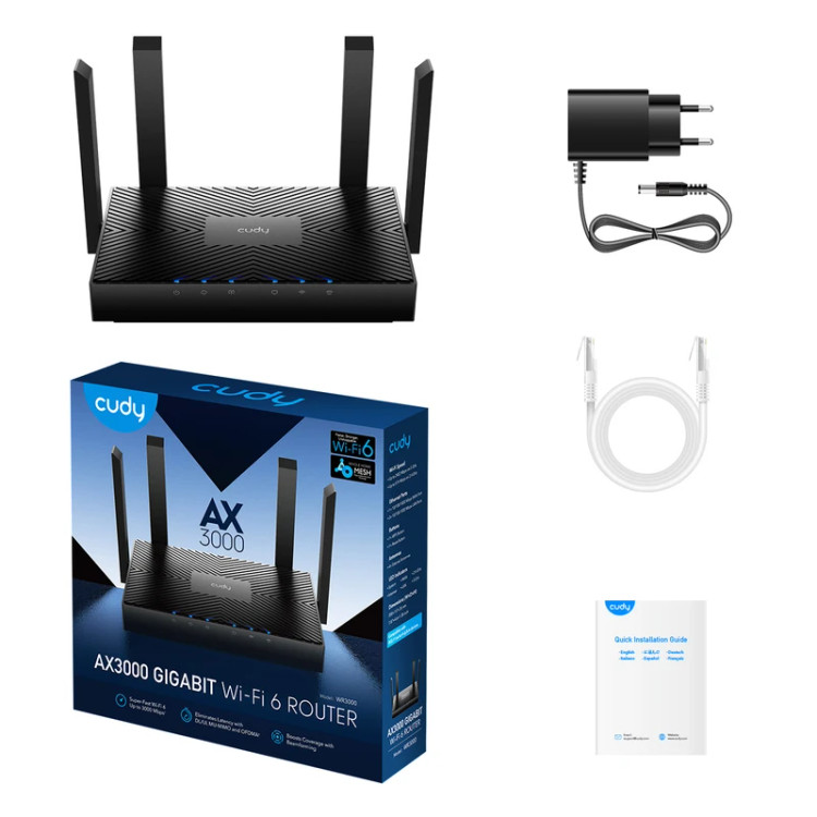 روتر وایرلس AX3000 Gigabit Wi-Fi 6 Mesh برند کیودی مدل WR3000 – ورژن 1